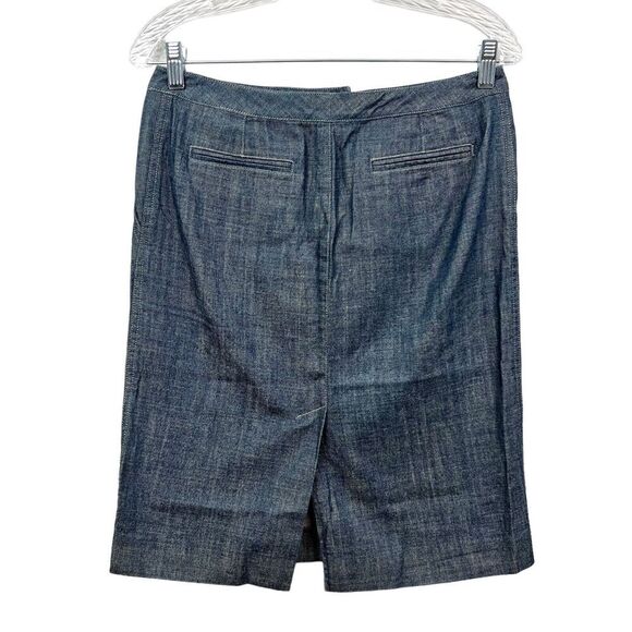 Calvin Klein Womens Denim Pencil Skirt Flat Front Slash Pockets Zip Up Blue Sz 2 - Picture 5 of 6